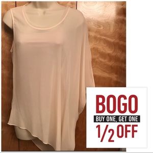 bebe Asymmetric Flutter Sleeve Top & Cami